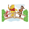 Winnie Pooh, Tiger and Piglet on the bridge